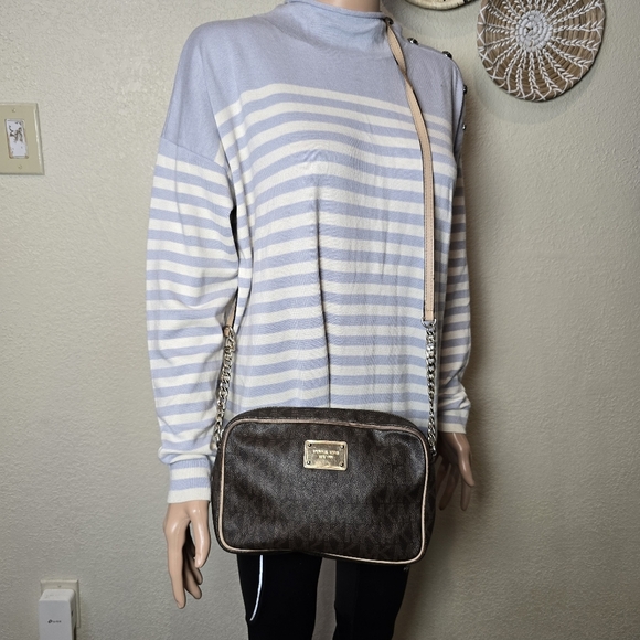 Michael Kors Dark Brown Monogram Crossbody Bag - Picture 6 of 11